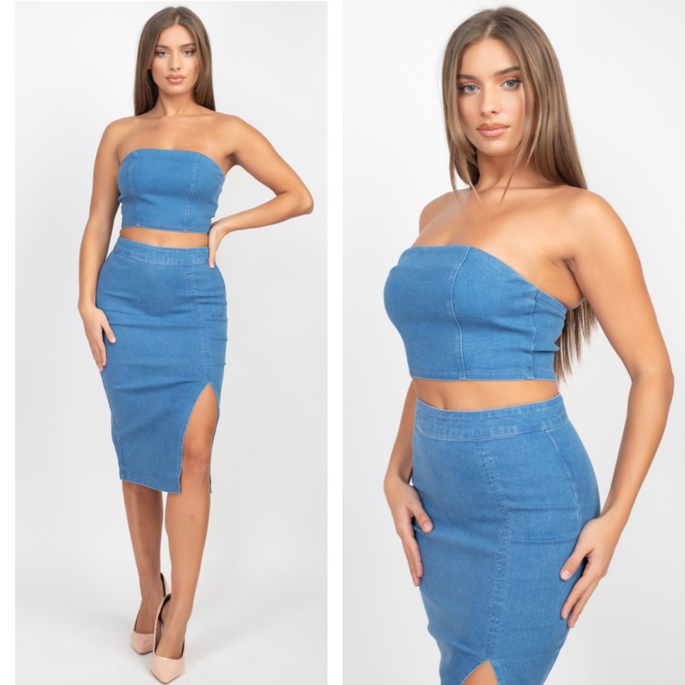 Two piece crop top and skirt